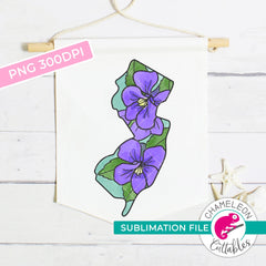 Sublimation design New Jersey state flower violet outline watercolor PNG file Sublimation PNG