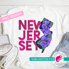 Sublimation design New Jersey state flower violet watercolor PNG file Sublimation PNG