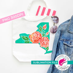 Sublimation design New York state shape rose PNG file Sublimation PNG