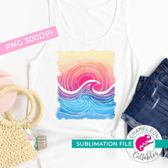 Sublimation design Ocean Wave Sun Watercolor PNG file Sublimation PNG