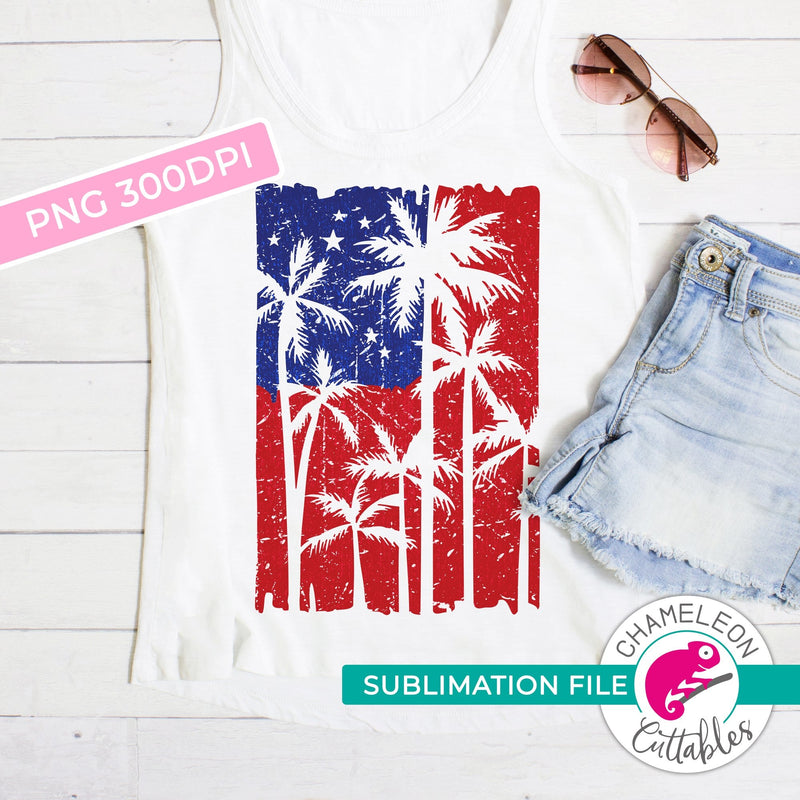 Sublimation design palm tree american flag patriotic 4th of July PNG file Sublimation PNG