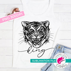 Sublimation design Tiger King Watercolor grayscale PNG file Sublimation PNG