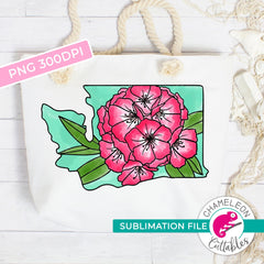 Sublimation design Washington state flower rhododendron watercolor PNG file Sublimation PNG