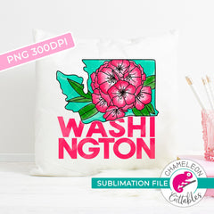 Sublimation design Washington state flower rhododendron watercolor PNG file Sublimation PNG