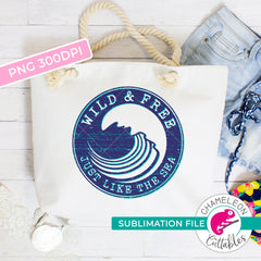 Sublimation design wild and free ocean wave PNG file Sublimation PNG