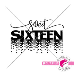 Sweet sixteen 16th birthday svg png dxf eps jpeg SVG DXF PNG Cutting File