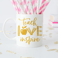 Teach Love Inspire Multi Color - School Teacher Appreciation Svg Png Dxf Eps Svg Dxf Png Cutting File