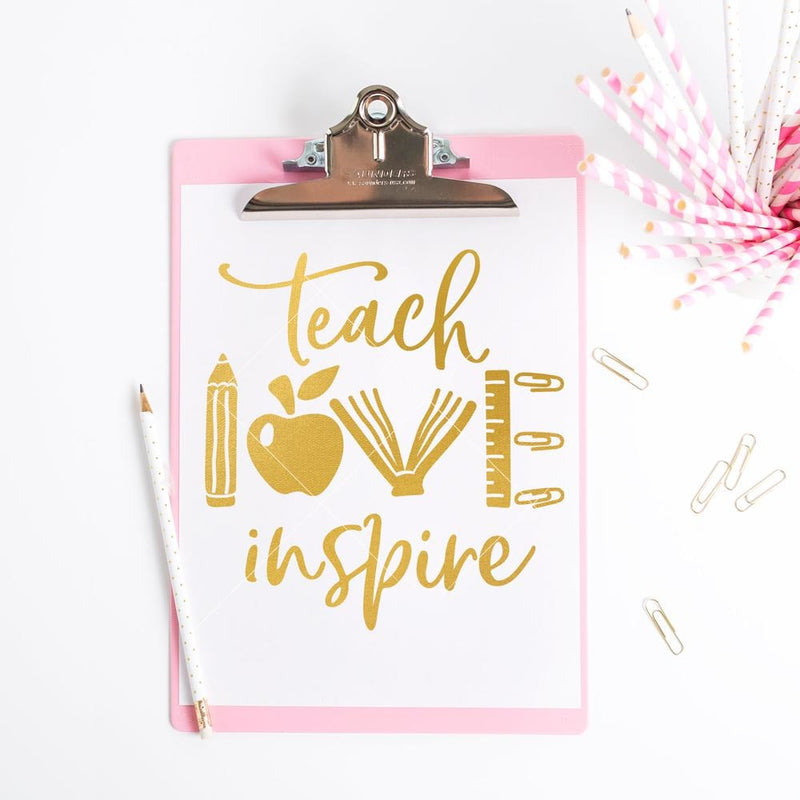 Teach Love Inspire - School Teacher Appreciation Svg Png Dxf Eps Svg Dxf Png Cutting File