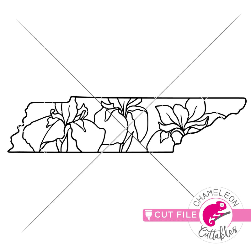 Tennessee state flower iris outline svg png dxf eps jpeg SVG DXF PNG Cutting File