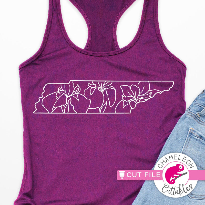 Tennessee state flower iris outline svg png dxf eps jpeg SVG DXF PNG Cutting File