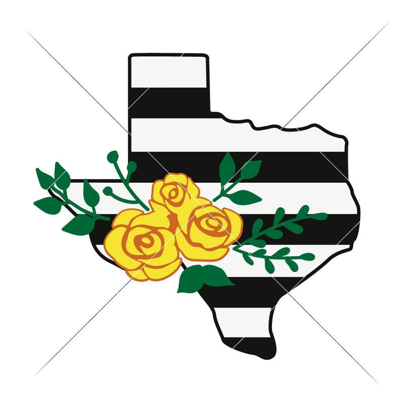 Texas With Roses And Stripes Svg Png Dxf Eps Svg Dxf Png Cutting File