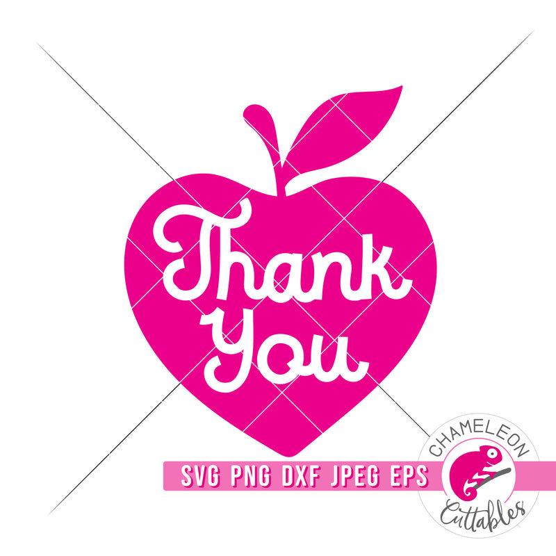 Teacher Appreciation Thank you Heart Apple svg png dxf eps jpeg