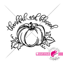 Thankful and blessed Pumpkin sketch svg png dxf eps jpeg SVG DXF PNG Cutting File