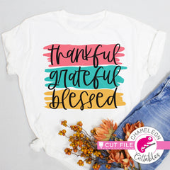 Thankful Grateful Blessed Thanksgiving layered svg png dxf eps jpeg SVG DXF PNG Cutting File