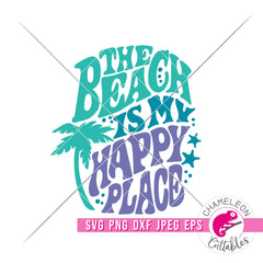 The Beach is my happy Place Retro svg png dxf eps jpeg SVG DXF PNG Cutting File