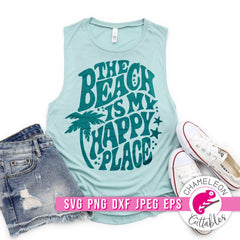The Beach is my happy Place Retro svg png dxf eps jpeg SVG DXF PNG Cutting File
