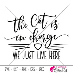 The cat is in charge we just live here svg png dxf eps SVG DXF PNG Cutting File