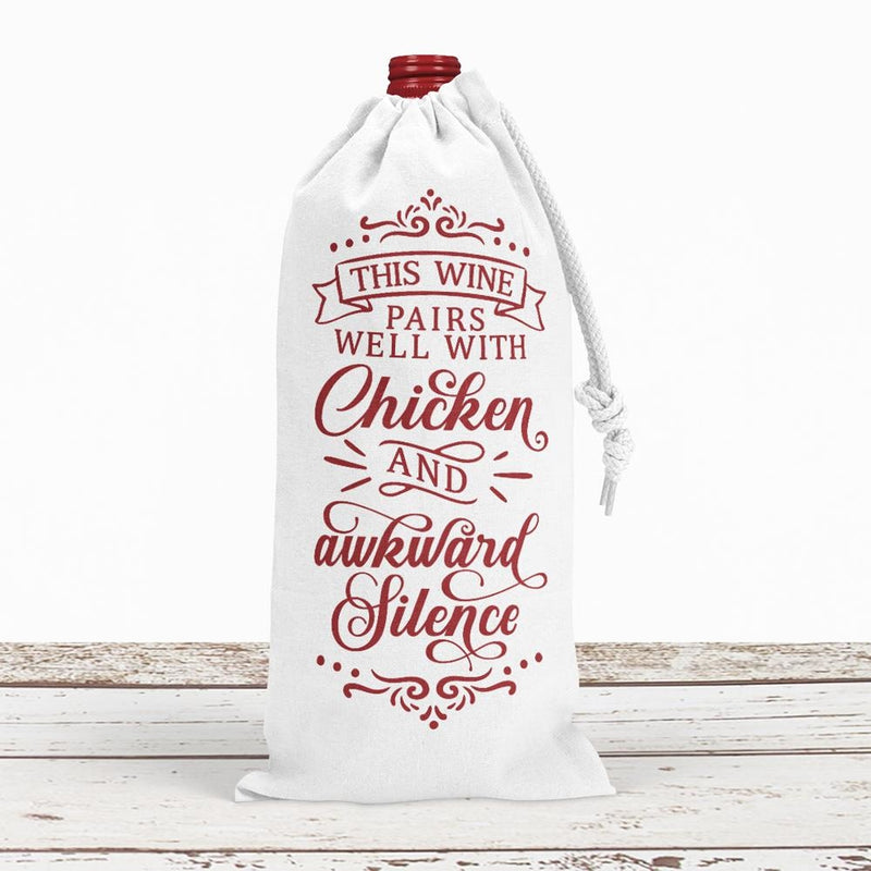 This wine pairs well with chicken and awkward silence svg png dxf eps SVG DXF PNG Cutting File