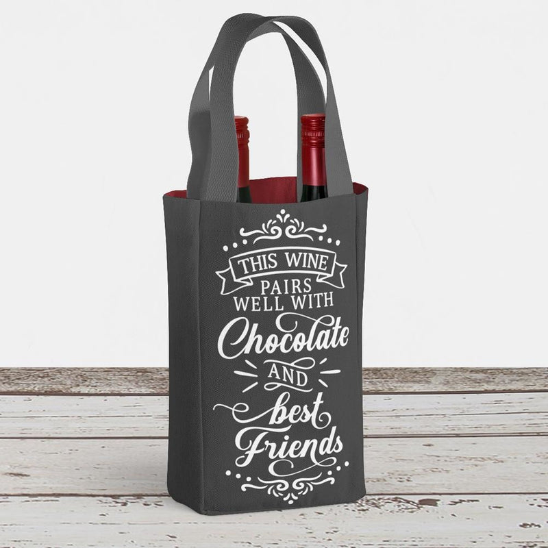 This Wine Pairs Well With Chocolate And Best Friends Svg Png Dxf Eps Svg Dxf Png Cutting File