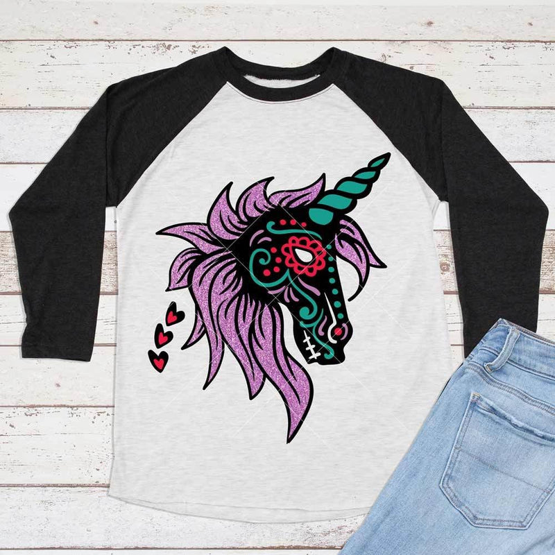 Unicorn Sugar Skull Svg Png Dxf Eps Svg Dxf Png Cutting File