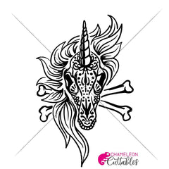 Unicorn Sugar Skull With Bones Svg Png Dxf Eps Svg Dxf Png Cutting File