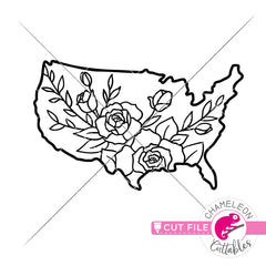United States of America Flowers outline svg png dxf eps jpeg SVG DXF PNG Cutting File