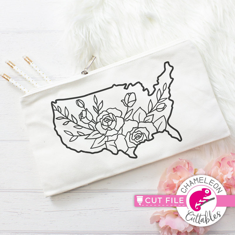 United States of America Flowers outline svg png dxf eps jpeg SVG DXF PNG Cutting File
