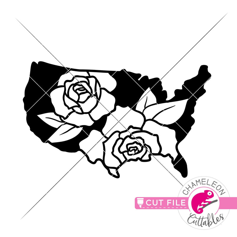 USA Flowers Rose United States of America svg png dxf eps jpeg SVG DXF PNG Cutting File