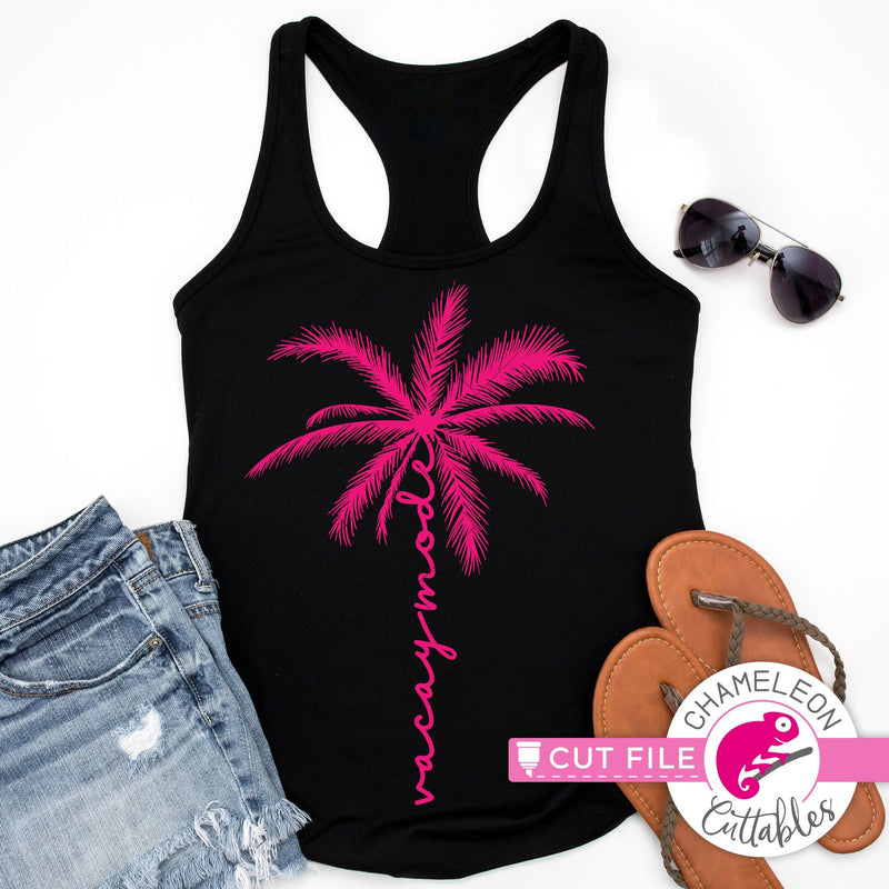 Vacay mode palm tree svg png dxf eps jpeg SVG DXF PNG Cutting File