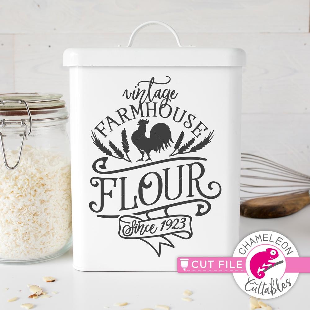 Vintage Farmhouse Flour canister svg png dxf eps Chameleon Cuttables LLC