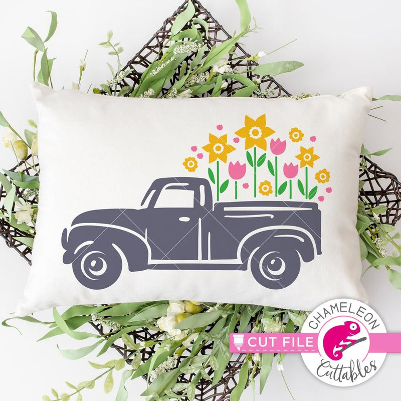 Vintage Truck With Flowers Svg Png Dxf Eps Svg Dxf Png Cutting File