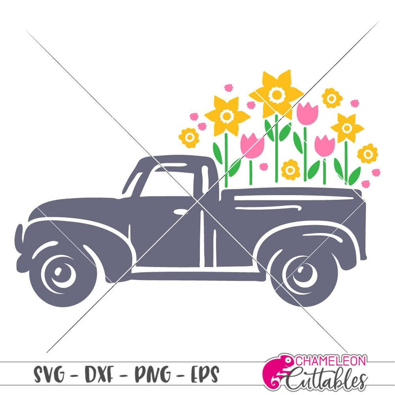 Vintage Truck With Flowers Svg Png Dxf Eps Svg Dxf Png Cutting File