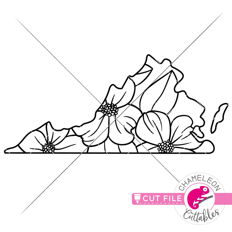 Virginia state flower dogwood outline svg png dxf eps jpeg SVG DXF PNG Cutting File