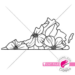 Virginia state flower dogwood outline svg png dxf eps jpeg SVG DXF PNG Cutting File