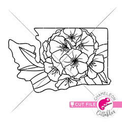 Washington state flower rhododendron outline svg png dxf eps jpeg SVG DXF PNG Cutting File