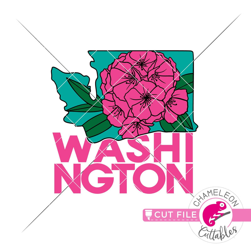Washington state flower rhododendron square svg png dxf eps jpeg SVG DXF PNG Cutting File