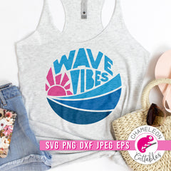 Wave Vibes Ocean Circle svg png dxf eps jpeg SVG DXF PNG Cutting File