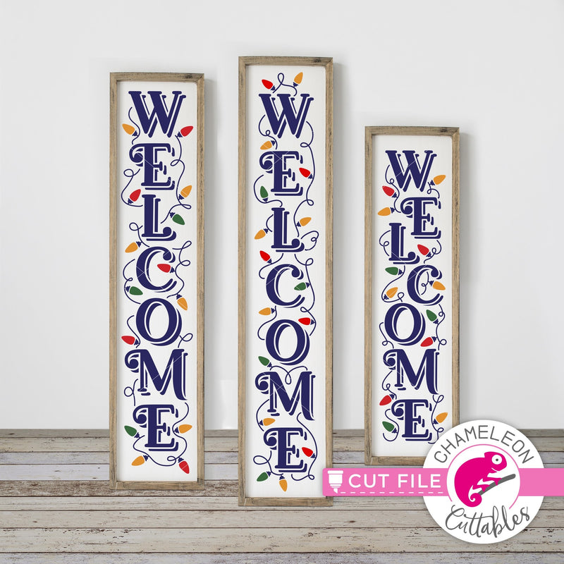 Welcome Christmas Lights vertical svg png dxf SVG DXF PNG Cutting File