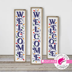 Welcome Christmas Lights vertical svg png dxf SVG DXF PNG Cutting File