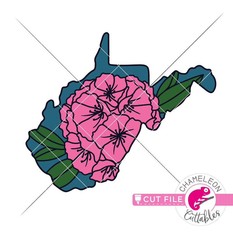 West Virginia state flower Rhododendron layered svg png dxf eps jpeg SVG DXF PNG Cutting File