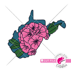 West Virginia state flower Rhododendron layered svg png dxf eps jpeg SVG DXF PNG Cutting File