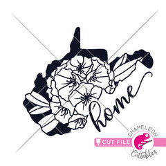 West Virginia state flower Rhododendron outline Home svg png dxf eps jpeg SVG DXF PNG Cutting File