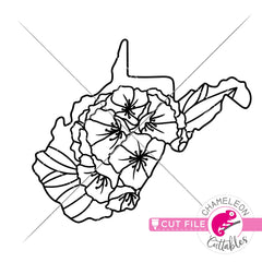 West Virginia state flower Rhododendron outline svg png dxf eps jpeg SVG DXF PNG Cutting File
