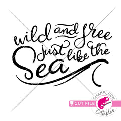 Wild and free just like the see horizontal wave svg png dxf eps jpeg SVG DXF PNG Cutting File