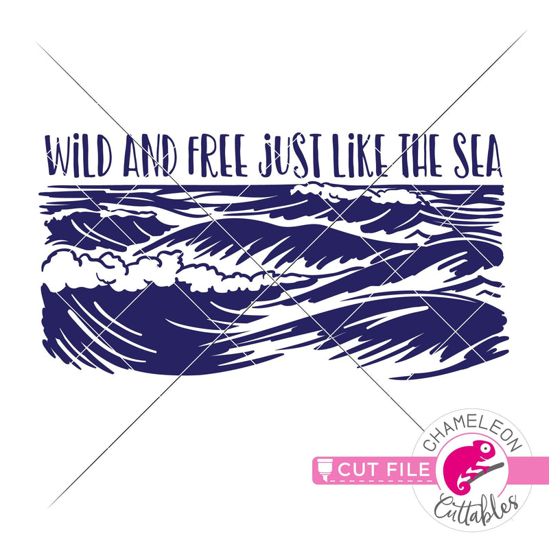 Wild and free just like the sea ocean waves horizontal svg png dxf eps jpeg SVG DXF PNG Cutting File
