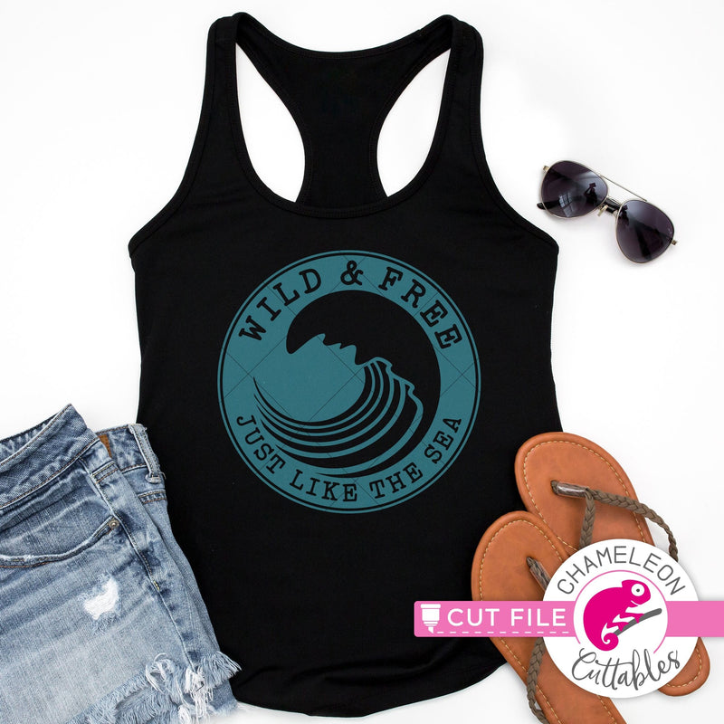 Wild and free just like the sea wave circle svg png dxf eps jpeg SVG DXF PNG Cutting File