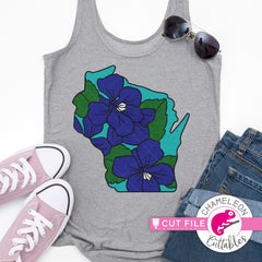 Wisconsin state flower blue violet layered svg png dxf eps jpeg SVG DXF PNG Cutting File