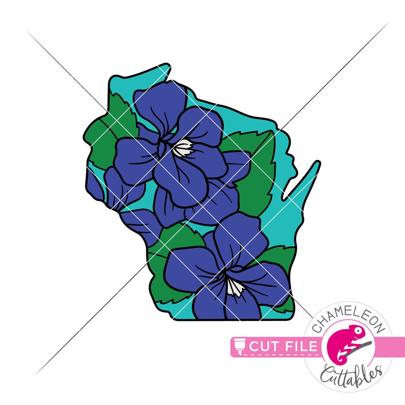 Wisconsin state flower blue violet layered svg png dxf eps jpeg SVG DXF PNG Cutting File