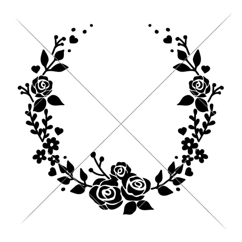 Wreath With Roses Open Svg Png Dxf Eps Svg Dxf Png Cutting File