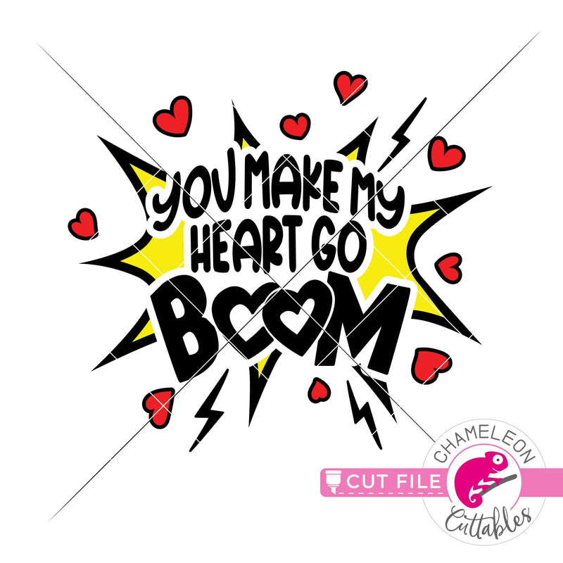 You make my Heart go Boom svg png dxf eps jpeg SVG DXF PNG Cutting File